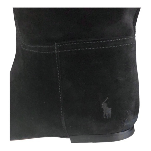 Polo Ralph Lauren black Calf Suede/Calf Leather knee-high flat pointy toe boots - Picture 5 of 16